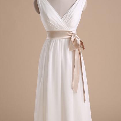 V-neck Chiffon Bridesmaid Dresses,column Chiffon..