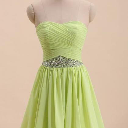 Ruched Beaded Chiffon Homecoming Dresses,a-line..