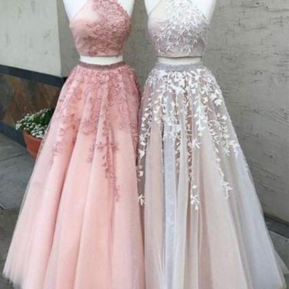 2018 A-line Prom Dresses,two Piece Tulle Prom..