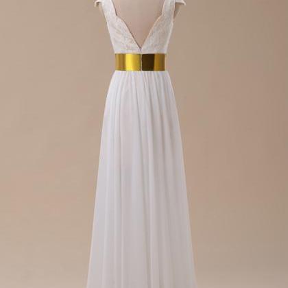 Sexy Ivory Beading Chiffon Long Prom Dresses..