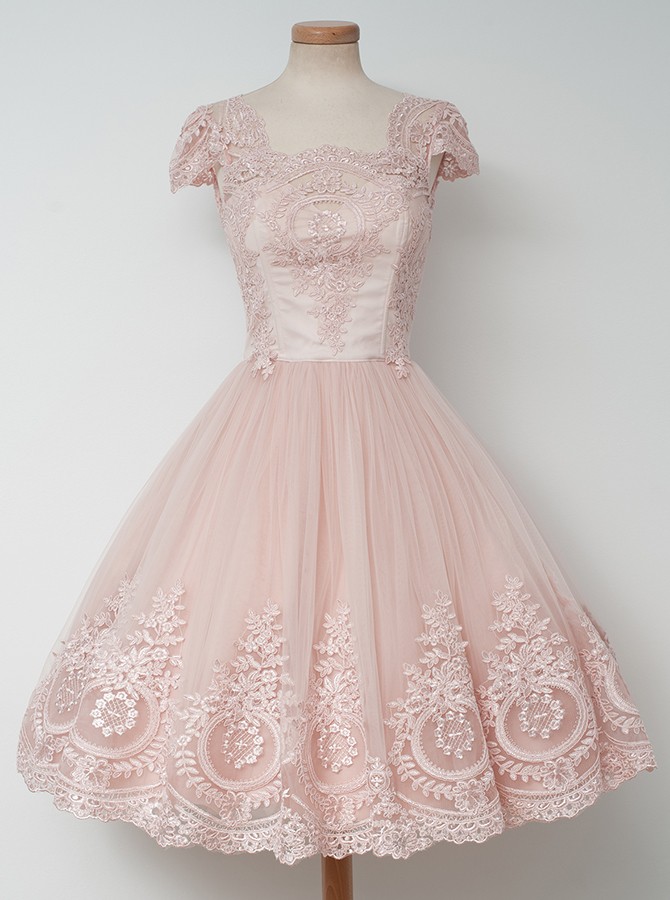 Simple Knee Length Pink Dresses